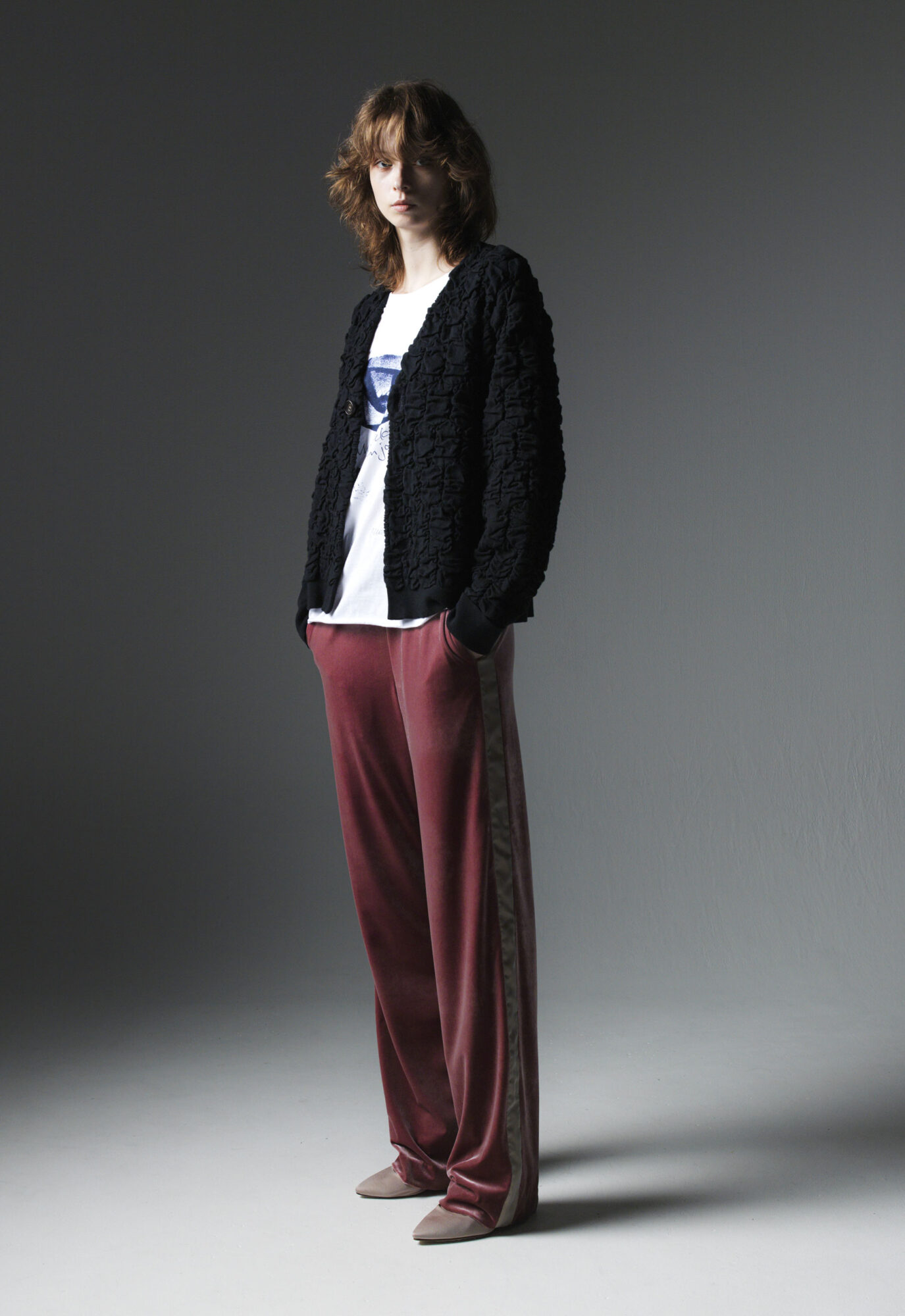 TINYDINOSAUR 2024SS / STRETCH VELVET CLOTH LINE PANTS